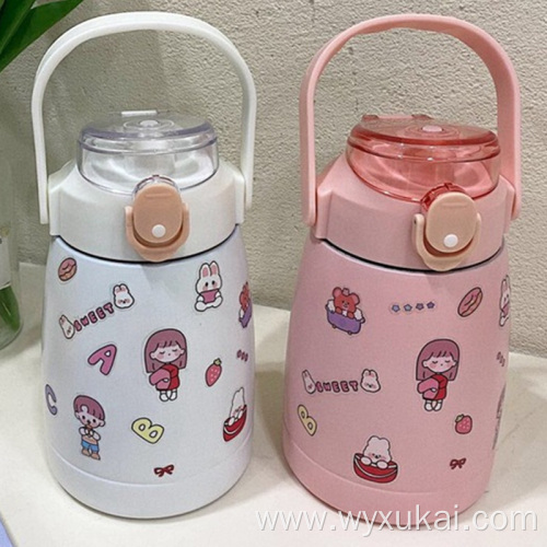 Safety Vacuum Flasks bottle for kids with straw